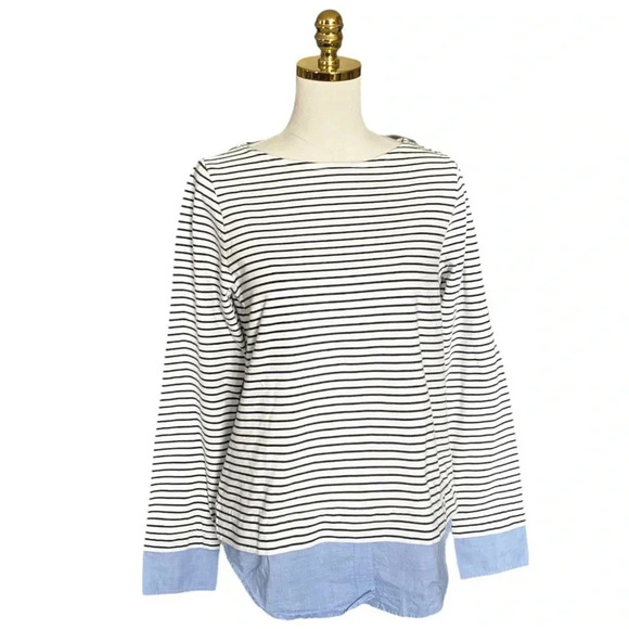 J.CREW Mercantile | Cuffed Striped Boatneck 100% Cotton Shirt Size  Medium - Picture 5 of 11